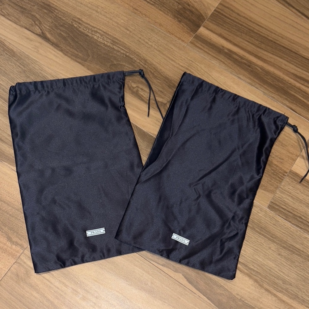 Authentic Prada Navy Set Of 2 Drawstring Satin Dust Bags